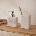 Ver imagem 4 de Conjunto Porta-sabonete Líquido Mármore Carrara em Polirresina Mart