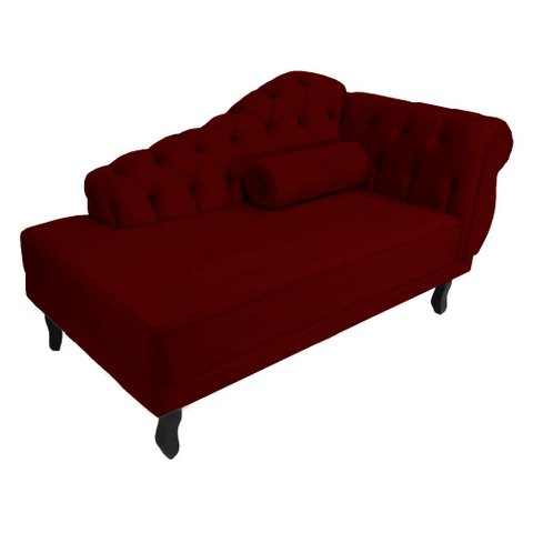 Recamier Decorativo Divã Larissa Lado Esquerdo Suede Marsala Pés Madeira Mz Decor