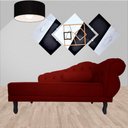 Ver imagem 3 de Recamier Decorativo Divã Larissa Lado Esquerdo Suede Marsala Pés Madeira Mz Decor