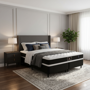 Cama Box Queen Castor Black e White Air Double Face D45 158x198x54 + Box Castor