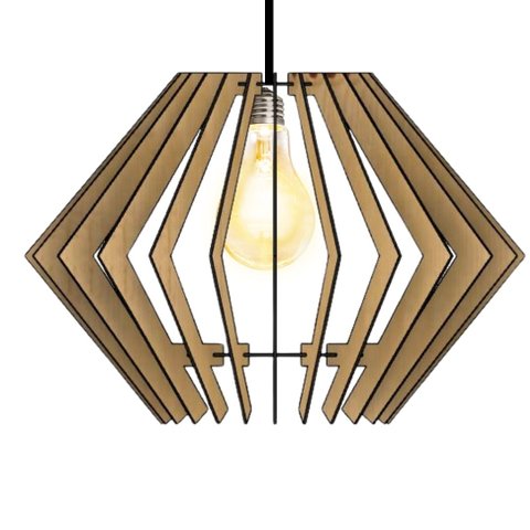 Luminária Teto tipo Pendente DIAMANTE MDF Completa -:MDF CRU