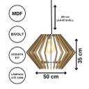 Ver imagem 3 de Luminária Teto tipo Pendente DIAMANTE MDF Completa -:MDF CRU