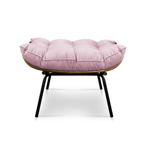 Puff Decorativo Costela Sala e Escritório Suede Rosa Bebê