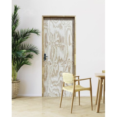 Kit Porta de Madeira Amescla Batente Pinus 9 cm com Fechadura Lado Direito 210 x 62 Somad