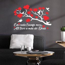 Adesivo de Parede Decorativo Triunfo Meu Teve a Mão de Deus - Cor Branca - 3