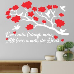 Adesivo de Parede Decorativo Triunfo Meu Teve a Mão de Deus - Cor Branca - 2
