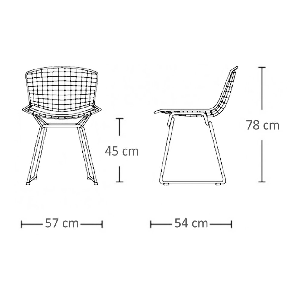 Kit 4 Cadeiras Bertoia Cromada com Assento Sintético Marrom - 3