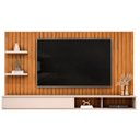 Ver imagem 2 de Painel para Tv até 60 Polegadas Ripado com Prateleiras Friz Freijó/off White - Dj Móveis