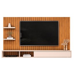 Painel para Tv até 60 Polegadas Ripado com Prateleiras Friz Freijó/off White - Dj Móveis - 3