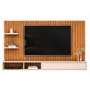 Ver imagem 3 de Painel para Tv até 60 Polegadas Ripado com Prateleiras Friz Freijó/off White - Dj Móveis