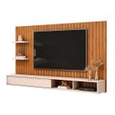 Ver imagem 4 de Painel para Tv até 60 Polegadas Ripado com Prateleiras Friz Freijó/off White - Dj Móveis