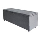 Ver imagem 6 de Kit Cabeceira e Recamier Baú Estofado Veneza Diamond Linho Cinza King Rbl