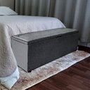 Ver imagem 3 de Kit Cabeceira e Recamier Baú Estofado Veneza Diamond Linho Cinza King Rbl