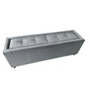 Ver imagem 5 de Kit Cabeceira e Recamier Baú Estofado Veneza Diamond Linho Cinza King Rbl