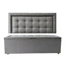 Ver imagem 2 de Kit Cabeceira e Recamier Baú Estofado Veneza Diamond Linho Cinza King Rbl