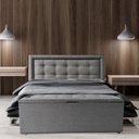 Ver imagem 1 de Kit Cabeceira e Recamier Baú Estofado Veneza Diamond Linho Cinza King Rbl