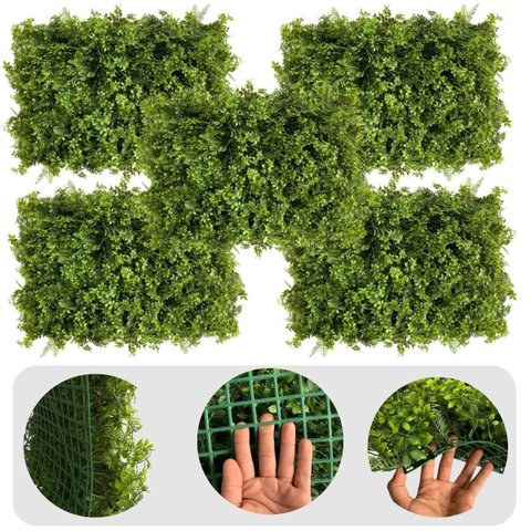 25 Jardim Vertical Luxo com Folhagem Artificial Mista para Parede Verde e Paisagismo Moderno