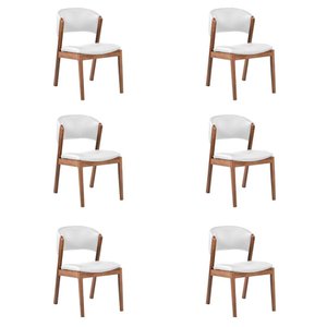 Kit 6 Cadeiras Decorativa Sala de Jantar Luxo Luna Facto Branco - Mozzelar