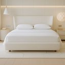 Ver imagem 1 de Cama Japonesa com Cabeceira Corea Seo Casal Courino Off White - Sallar Home