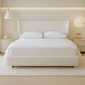 Cama Japonesa com Cabeceira Corea Seo Casal Courino Off White - Sallar Home - 1