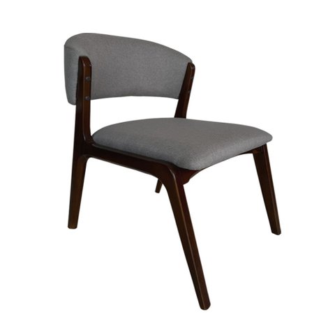 Cadeira Kethellen Premium Madeira Maciça Castanho Linho Grafite