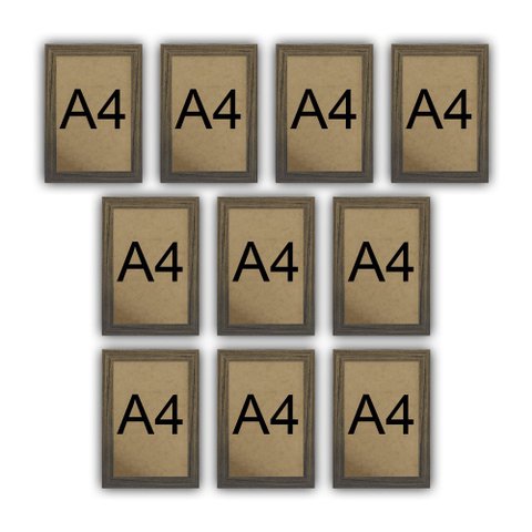 Kit 10 Molduras Quadro Certificado Diploma A4 Com Fundo MDF - Moldura Madeira
