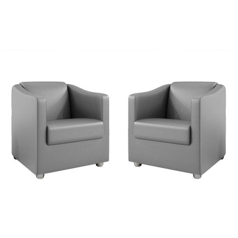 Kit 2 Poltronas Decorativa BIA Corino CINZA SKY MOBILE