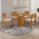 Ver imagem 1 de Conjunto Mesa de Jantar 120cm com 4 Cadeiras 100% MDF Multimóveis Crrft-CON042 Madeirado/Creme