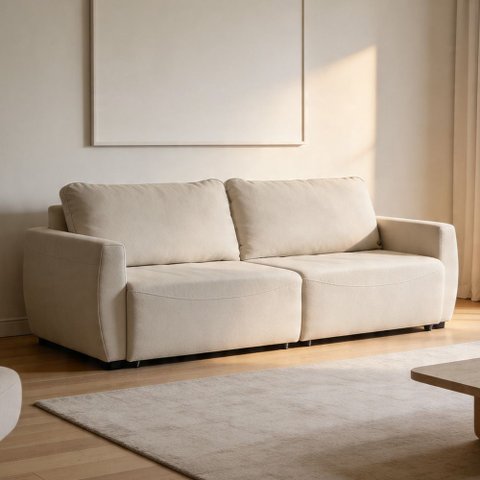 Sofá 3 Lugares Retrátil Reclinável para Sala de Estar 230cm Siloé K01 Veludo Bege - Lyam Decor