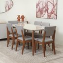 Ver imagem 1 de Conjunto de Jantar Mesa Retangular com Vidro Donatella com 6 Cadeiras Ella - Natural C/ Cinza