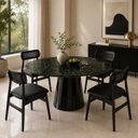 Ver imagem 4 de Mesa de Jantar Cone Oval 198x122 cm Tampo Mármore Verde Guatemala Base Laca Preta