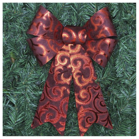 Kit 10 Enfeite Árvore Natal Laço Vermelho Camurça 31 Cm