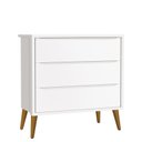 Ver imagem 1 de Cômoda Infantil 3 Gavetas Theo Retrô Branco Fosco com Pés Amadeirado - Reller Móveis