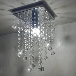 Lustre para Sala Quarto de Cristal Legítimo K9 Base 20x20 Cm Soq E27 - 1