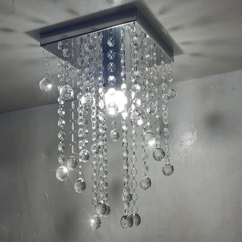 Lustre para Sala Quarto de Cristal Legítimo K9 Base 20x20 Cm Soq E27