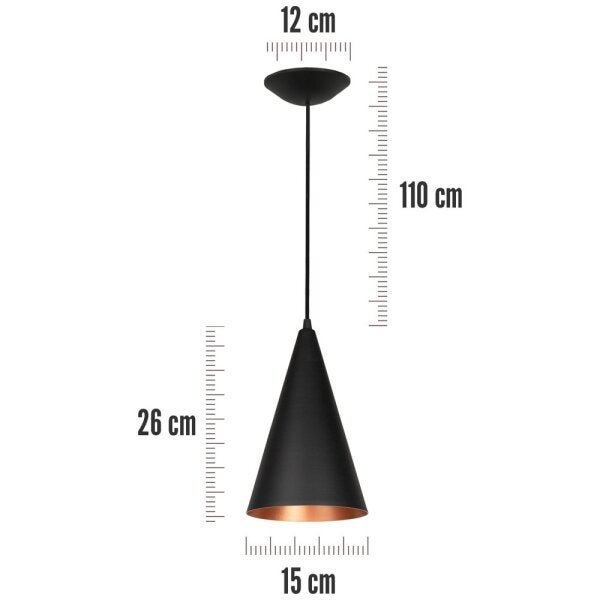 Luminária Pendente Cone 502 Para Bancada 26cm Preto com Cobre - 3