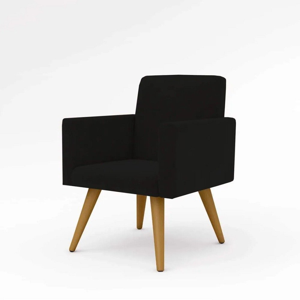 Poltrona Decorativa Nina Cadeira Recepção Preto - 1