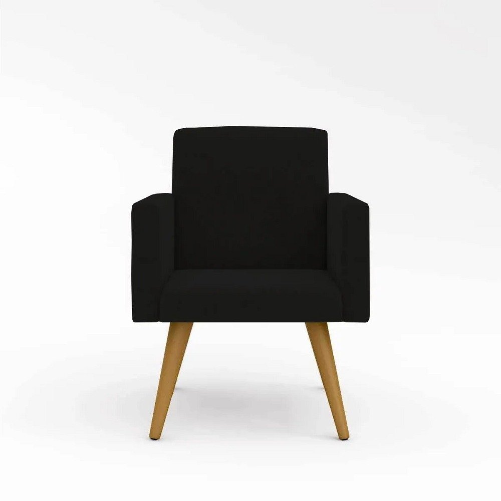Poltrona Decorativa Nina Cadeira Recepção Preto - 2