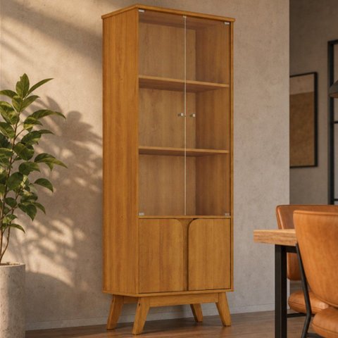Cristaleira para Sala de Jantar 4 Portas Pés Madeira Retrô Madri B02 Naturalle - Lyam Decor