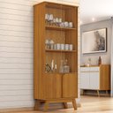 Ver imagem 3 de Cristaleira para Sala de Jantar 4 Portas Pés Madeira Retrô Madri B02 Naturalle - Lyam Decor