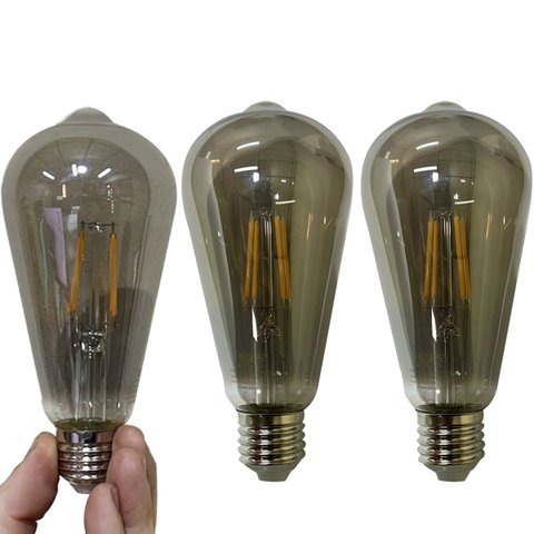 Lampada Led Multi Filamento 30w Fume Luz Kit 3 Uni Iluminaçao Casa Quarto Sala Garagem Branco Quente