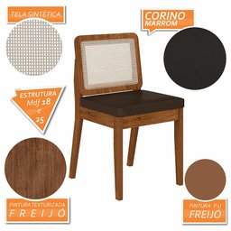 Kit 4 Cadeiras Sextavada Sydney Freijó/corino Marrom - M. Arapongas Freijó/corino Marrom - 4