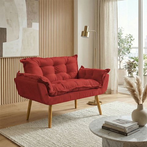 Namoradeira Decorativa Confortável para Sala Recepção Consultório Manicure Alice Suede