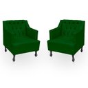 Ver imagem 4 de Kit 2 Poltrona Elizabeth + 2 Puff Retro para Sala de Estar Clássica Confortável e Reforçada Suede