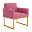 Ver imagem 4 de Kit 2 Poltronas para Recepção Lina com Base de Ferro Dourado Resistente Rose