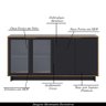 Conjunto Decorativo Cristaleira com Led e Buffet Aparador 160cm Tenerife/gunga Preto Fosco/noce - 3