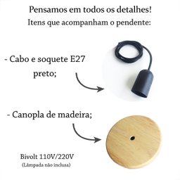 Pendente Bambu Artesanal Fibra Natural E27 Restaurante Nat04 - 3