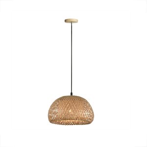 Pendente Bambu Artesanal Fibra Natural E27 Restaurante Nat04