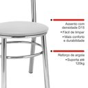 Ver imagem 7 de Conjunto 2 Cadeiras para Sala de Jantar Tradicional Cromado/Branco