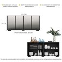 Ver imagem 6 de Aparador Buffet 4 Portas Com Espelho E Pés Quadrados Vegas Multimóveis V3560 Preto Preto